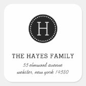 Beschriftungen für Monogramm-Adressenmarkierungen Quadratischer Aufkleber (Vorderseite)
