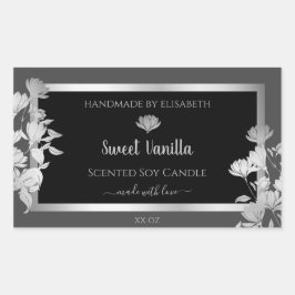 Beschriftungen für schwarz-graue Produktverpackung Rechteckiger Aufkleber