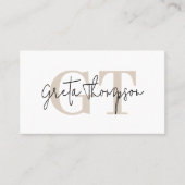 Beschriftungsname Beige Monogramm Minimalistisch Visitenkarte (Vorderseite)