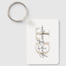 Beschriftungsname Beige Monogramm Schlüsselanhänger
