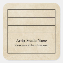 Beschriftungsschild auf der Rückseite des Kunstwer Quadratischer Aufkleber