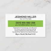 Beseitigung von Junk und Hauling Visitenkarte (Rückseite)