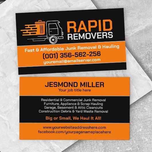 Beseitigung von Junk und Hauling Visitenkarte