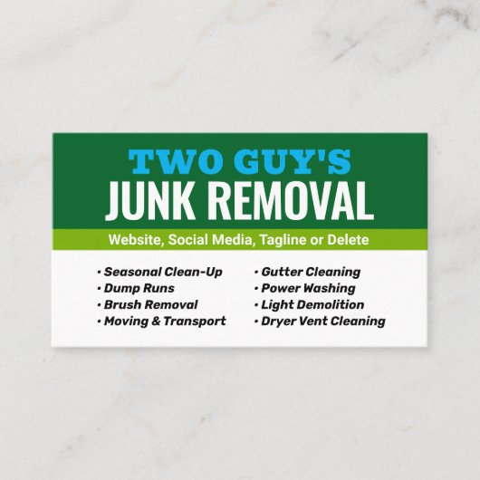 Beseitigung von Junk Visitenkarte (Vorderseite)