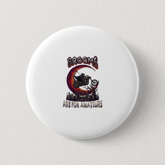 Besen Amateure Sensenmann Motorrad Halloween R Button (Vorderseite)