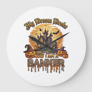 Besen Brach Bankier Halloween Spukhaus Hexe P Große Wanduhr