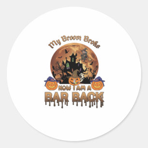 Besen Brach Bar Rückseite Halloween Spukhaus Hexe Runder Aufkleber