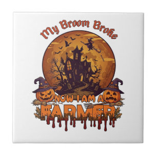 Besen Brach Bauer Halloween Hexe Spukhaus P Fliese