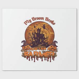 Besen Brach Bauer Halloween Hexe Spukhaus P Geschenkpapier