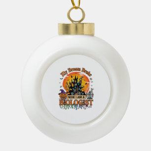 Besen Brach Biologe Halloween Verlassenes Schloss Keramik Kugel-Ornament