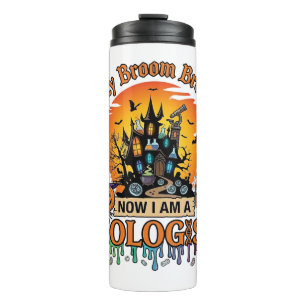 Besen Brach Biologe Halloween Verzaubertes Schloss Thermosbecher