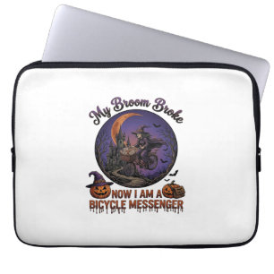 Besen Brach Fahrrad Kurier Hexe Halloween Mond Laptopschutzhülle