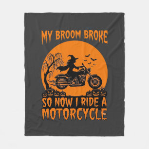 Besen Brach Halloween Hexe Motorrad Fledermäuse Kü Fleecedecke