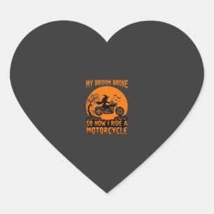 Besen Brach Halloween Hexe Motorrad Fledermäuse Kü Herz-Aufkleber