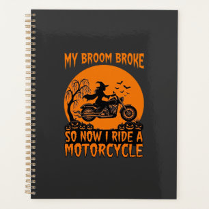 Besen Brach Halloween Hexe Motorrad Fledermäuse Kü Planer