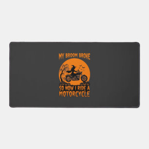 Besen Brach Halloween Hexe Motorrad Fledermäuse Kü Schreibtischunterlage
