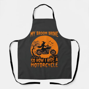 Besen Brach Halloween Hexe Motorrad Fledermäuse Kü Schürze