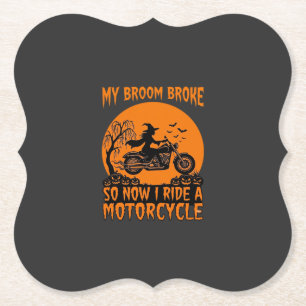 Besen Brach Halloween Hexe Motorrad Fledermäuse Kü Untersetzer