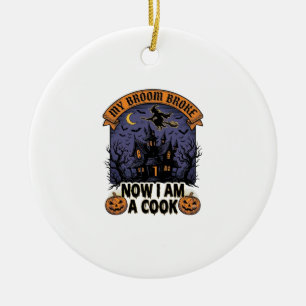 Besen Brach Hexe Halloween Koch Pun_1 Keramik Ornament