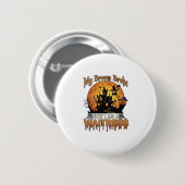 Besen Brach Kellnerin Halloween Hexe Spukhaus Button (Vorne & Hinten)
