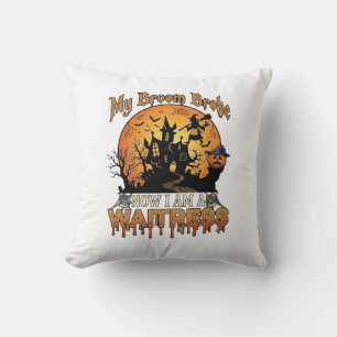 Besen Brach Kellnerin Halloween Hexe Spukhaus Kissen