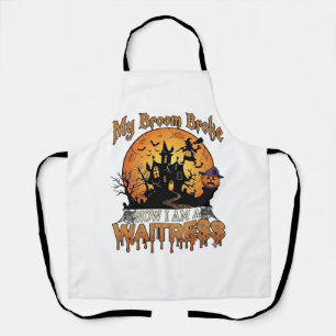 Besen Brach Kellnerin Halloween Hexe Spukhaus Schürze
