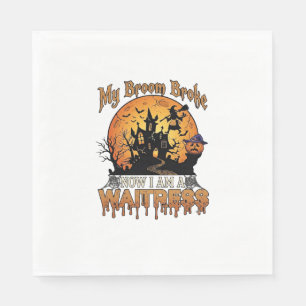 Besen Brach Kellnerin Halloween Hexe Spukhaus Serviette