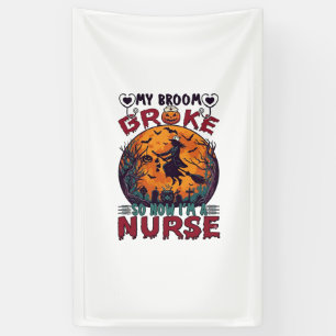 Besen Brach Krankenschwester Halloween Hexe Vollmo Banner