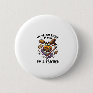 Besen Brach Lehrer Halloween Kürbis Hexenhut Bo Button