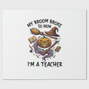 Besen Brach Lehrer Halloween Kürbis Hexenhut Bo Geschenkpapier