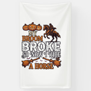 Besen Brach Reiten Pferd Kürbis Cowboy Fledermäuse Banner