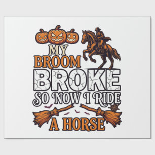 Besen Brach Reiten Pferd Kürbis Cowboy Fledermäuse Geschenkpapier