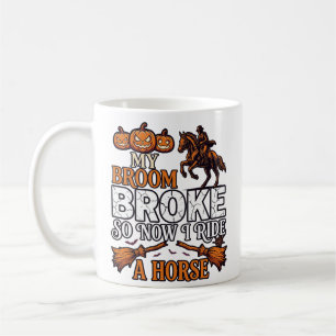 Besen Brach Reiten Pferd Kürbis Cowboy Fledermäuse Kaffeetasse