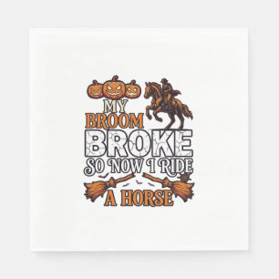 Besen Brach Reiten Pferd Kürbis Cowboy Fledermäuse Serviette