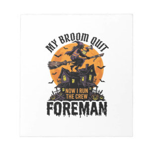 Besen brach Vorarbeiter Hexencrew Halloween-Design Notizblock