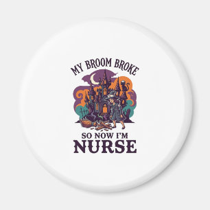 Besen Brachte Krankenschwester Halloween Hexe Spuk Magnet