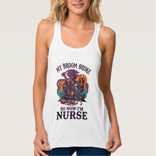 Besen Brachte Krankenschwester Halloween Hexe Spuk Tank Top