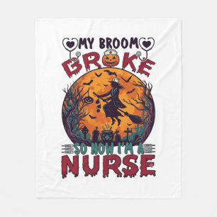 Besen Brachte Krankenschwester Halloween Hexe Voll Fleecedecke