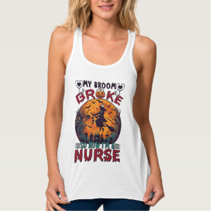 Besen Brachte Krankenschwester Halloween Hexe Voll Tank Top