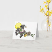 Besen-Fahrt - Halloween-Karte Karte (Gelbe Blume)
