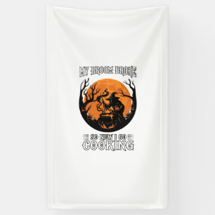 Besen Gebrochen Kochen Hexenkessel Vollmond Banner