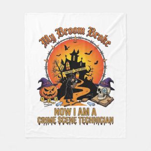 Besen Gebrochen Tatorttechniker Halloween Hexe Fleecedecke