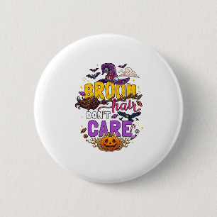 Besen Haar Egal Halloween Hexenhut Kürbis C Button