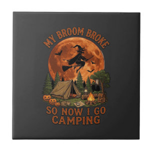 Besen kaputt Halloween Hexe Camping Zelt Lagerfeue Fliese