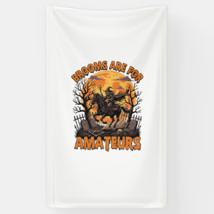 Besen sind Amateur-Halloween-Hexenpferd-Mondgrab Banner