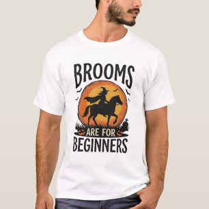 Besen sind für Anfänger Vintage-Halloween-Hexe D T-Shirt