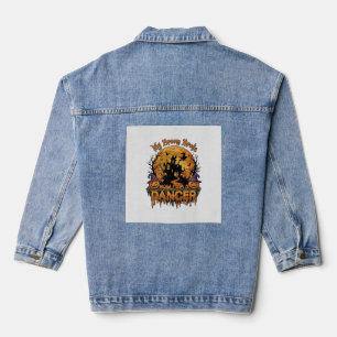 Besen zerbrochener Tänzer Halloween Spukhaus Kürbi Jeansjacke