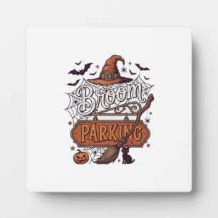 Besenparkplatz Halloween Hexenhut Besen Schwarz Fotoplatte