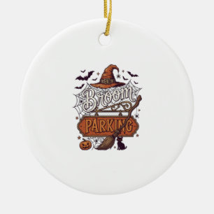 Besenparkplatz Halloween Hexenhut Besenstiel Schwa Keramik Ornament