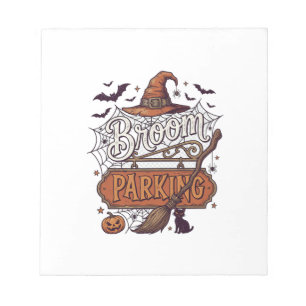 Besenparkplatz Halloween Hexenhut Besenstiel Schwa Notizblock